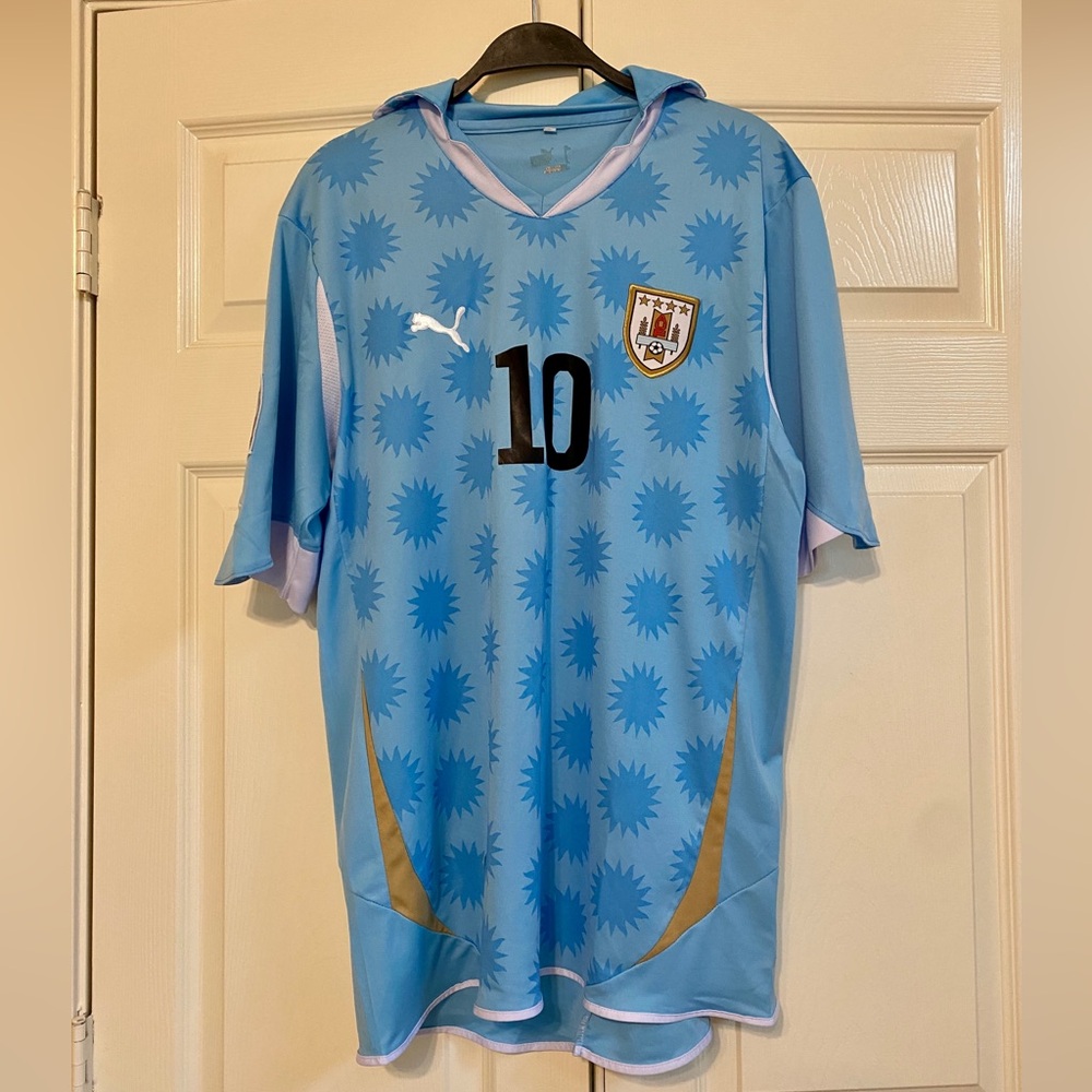 Forlán FIFA World Cup South Africa 2010 AUF Blue Soccer Jersey